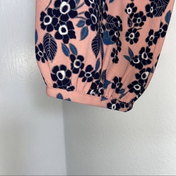 J. Crew Drapey crepe faux-wrap blouse in blush bouquet - Picture 6 of 14